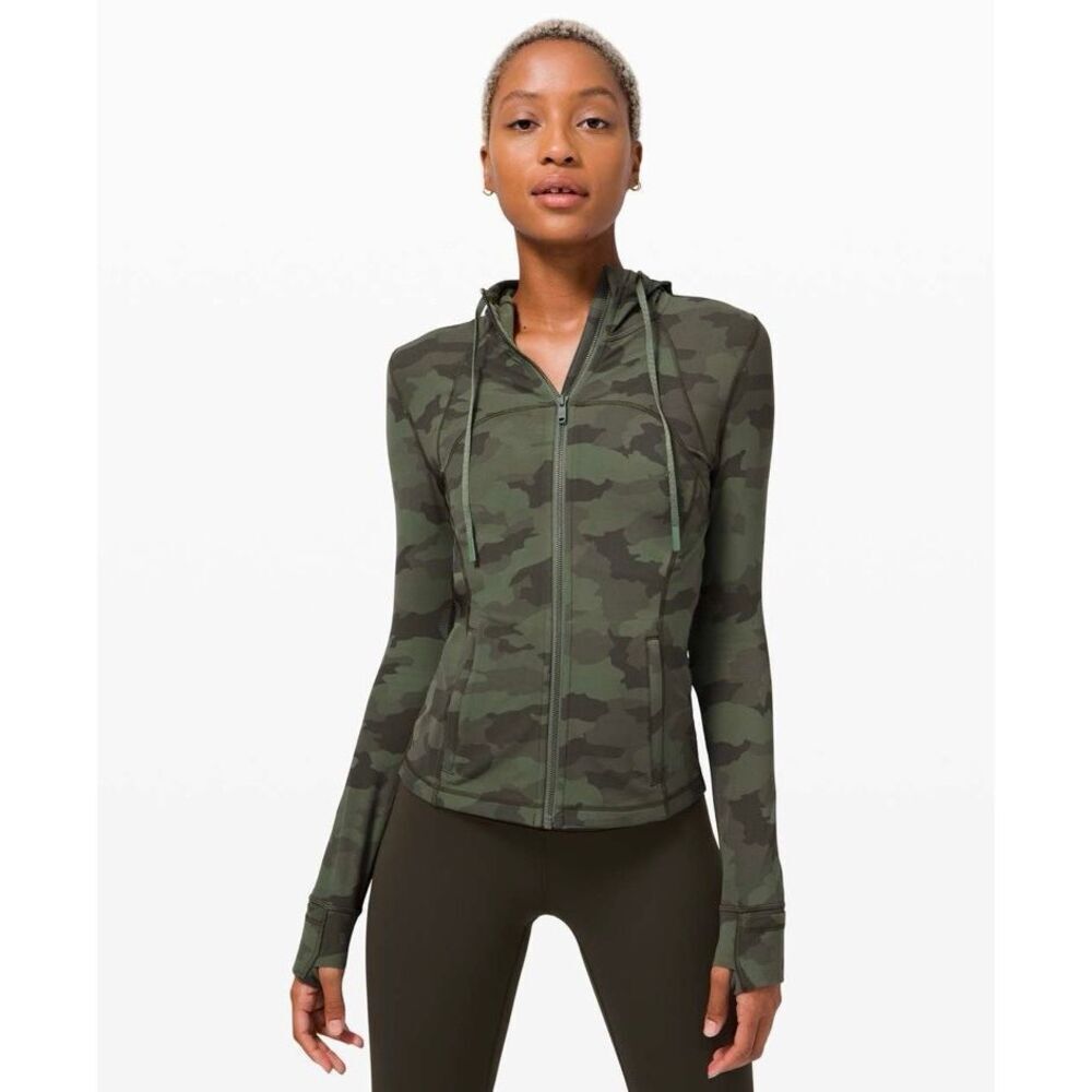 Lululemon Hooded Define Jacket *Nulu Heritage 365 Camo Green Full Zip Size 6 Gym